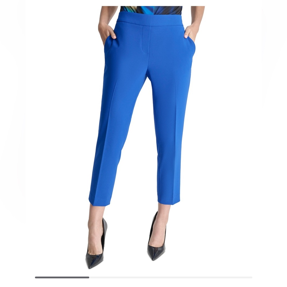 DKNY Petite Solid Elastic-Back Mid-Rise Ankle Pants Size 8